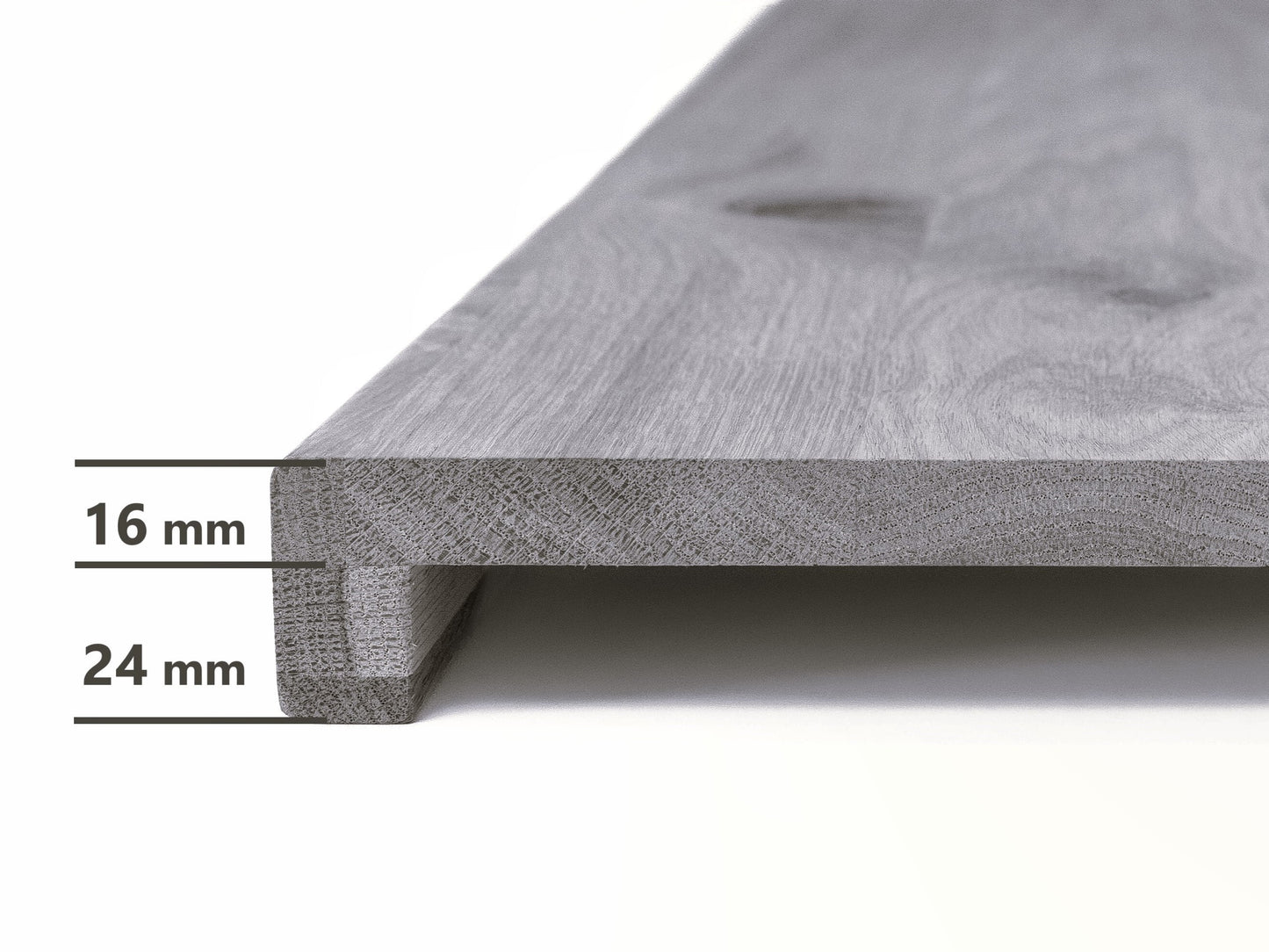 Trepju pakāpiens, palodze, Ozols Rustic, pilnas lameles, 16mm, Lakots (matēts)