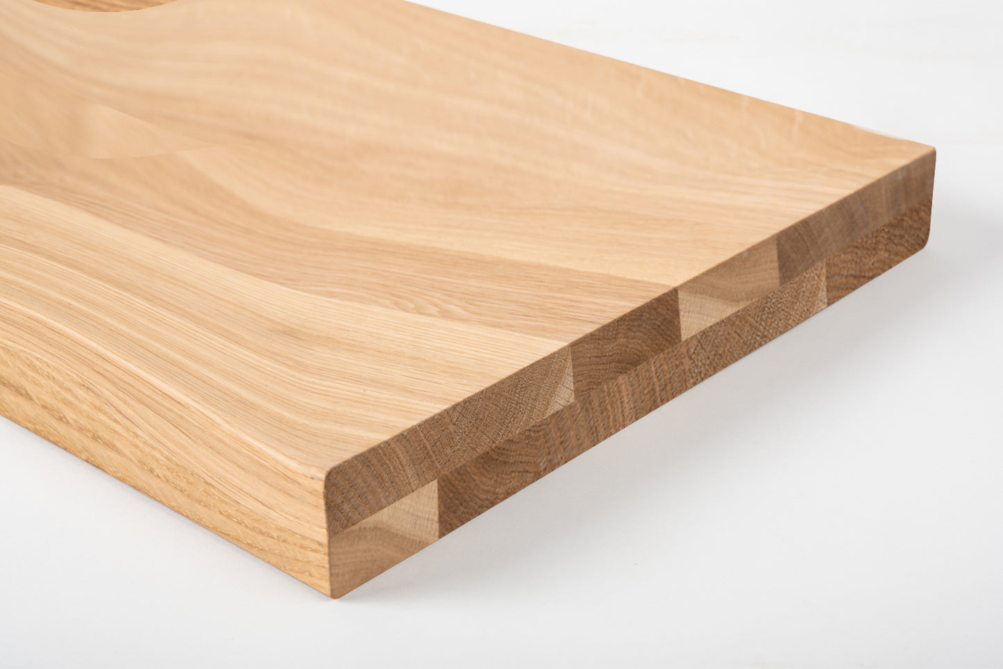 Shelf Stair tread Riser Windowsill Oak A/B, full stave lamellas, 35 mm, 2-layer, Hard wax oil Natural white
