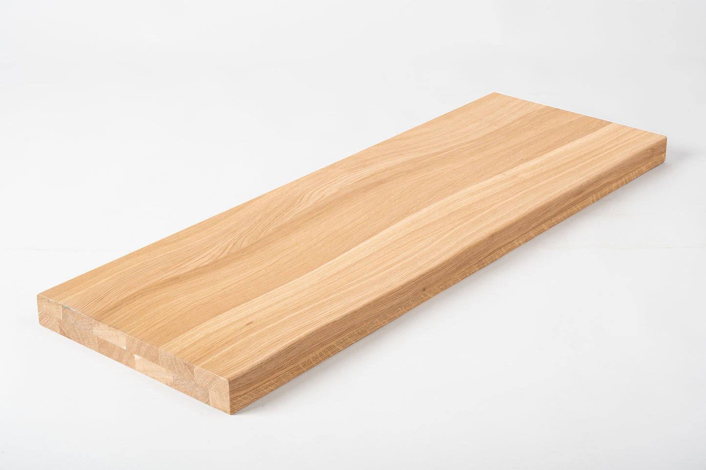 Shelf Stair tread Riser Windowsill Oak A/B, full stave lamellas, 35 mm, 2-layer, Hard wax oil Natural white