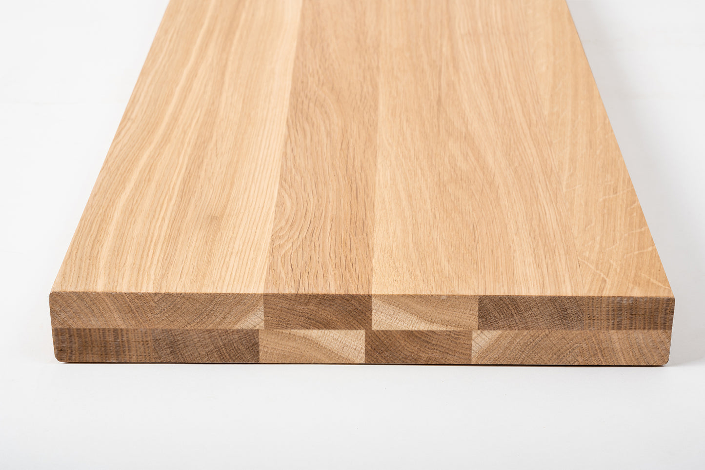 Shelf Stair tread Riser Windowsill Oak A/B, full stave lamellas, 35 mm, 2-layer, Hard wax oil Natural white