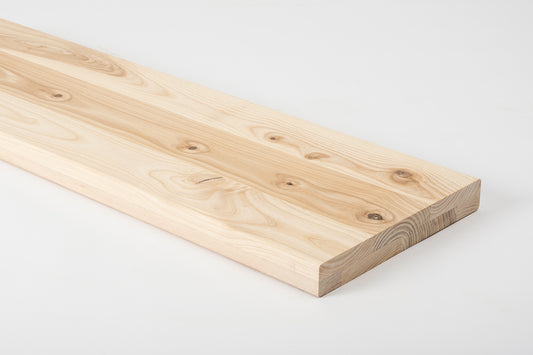 Shelf Stair tread Riser Windowsill Ash Rustic, full stave lamellas, 40 mm, 2-layer, White oil