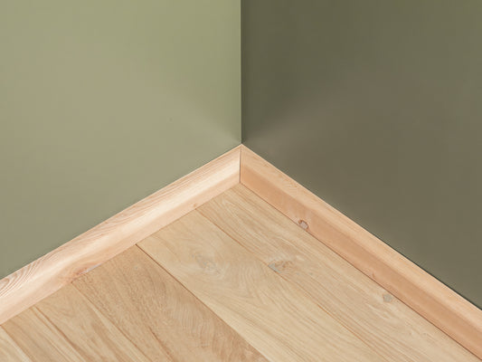 Solid Skirting Board Ash Rustic 24x60mm unfinished 2000 mm with radius 20mm filled