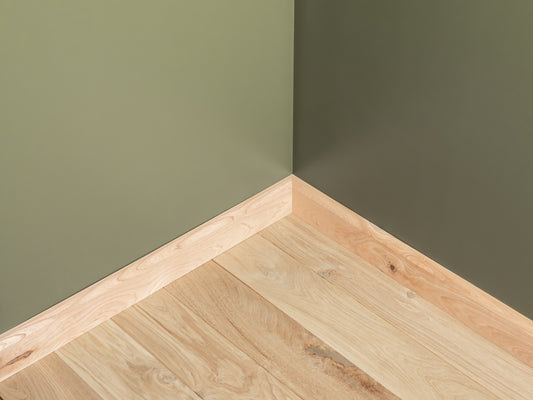 Solid Skirting Board Ash Rustic 24x80mm unfinished 2000 mm with radius 20mm filled