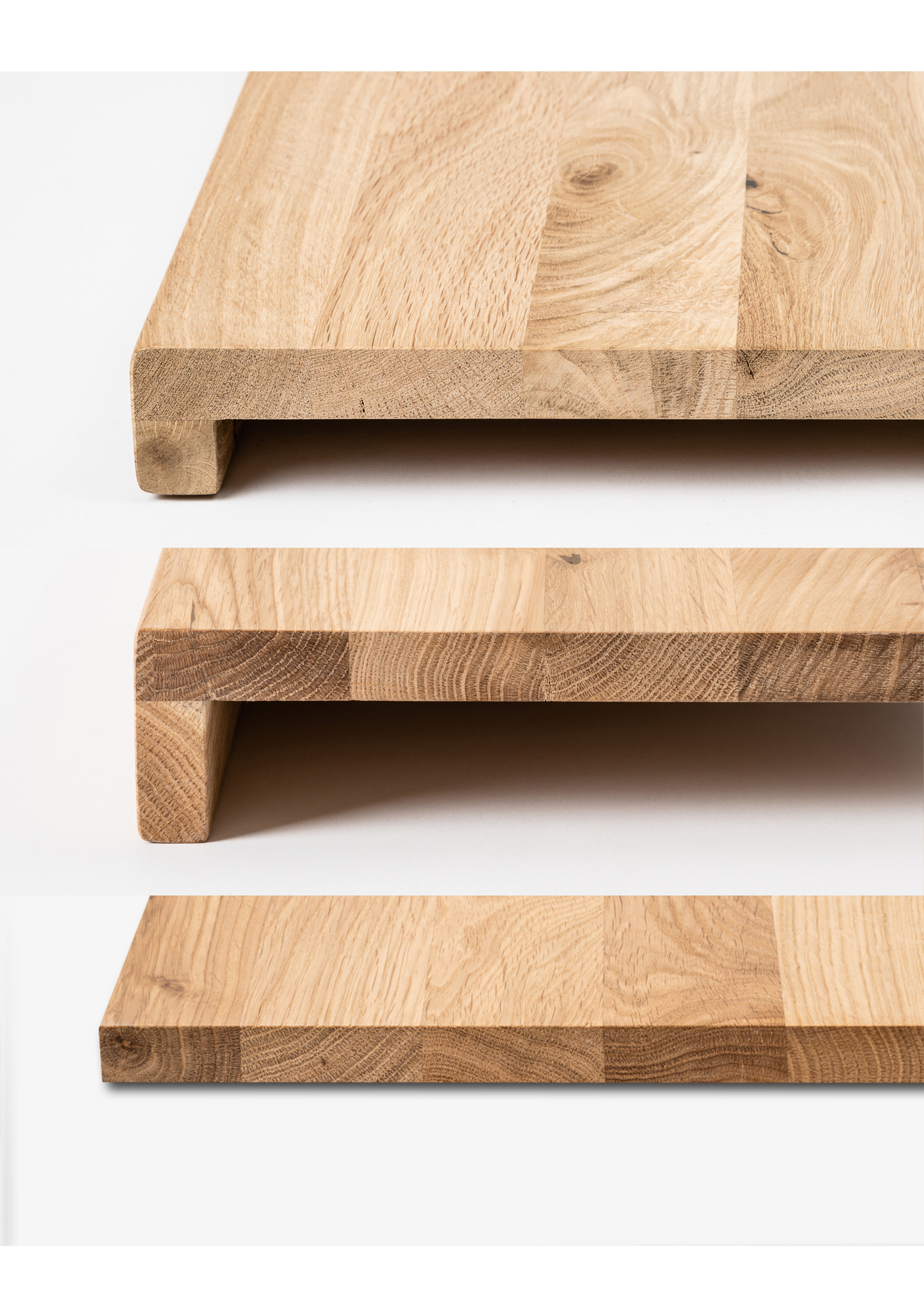 Stair tread Windowsill with overhang Oak A/B, full stave lamellas, 16 mm, Hard wax oil Natural white