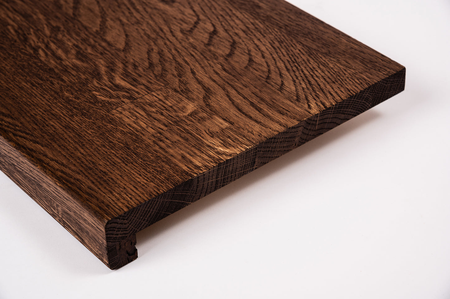 Stair tread Windowsill with overhang Oak Rustic, finger jointed lamellas, 20 mm, Walnut oil
