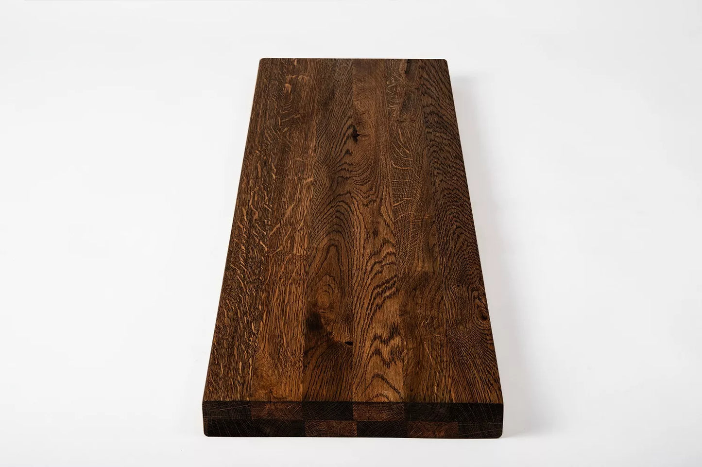 Shelf Stair tread Riser Windowsill Oak Rustic, full stave lamellas, 35 mm, 2-layer, Smoked oil