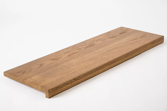 Stair tread Windowsill with overhang Oak A/B, full stave lamellas, 26 mm, Bronze oil