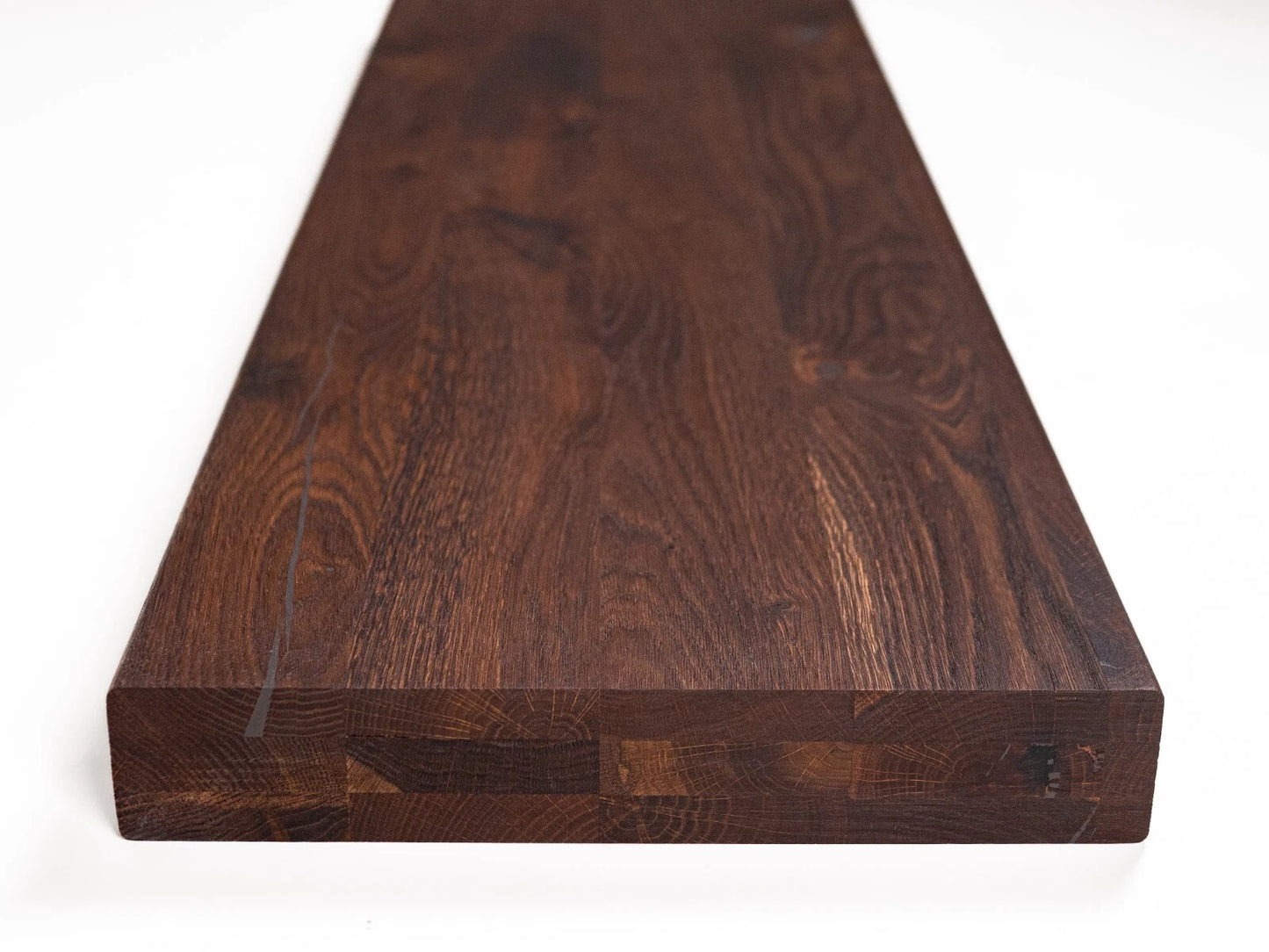Shelf Stair tread Riser Windowsill Smoked Oak Rustic, full stave lamellas, 52 mm, 3-layer, Natural oil