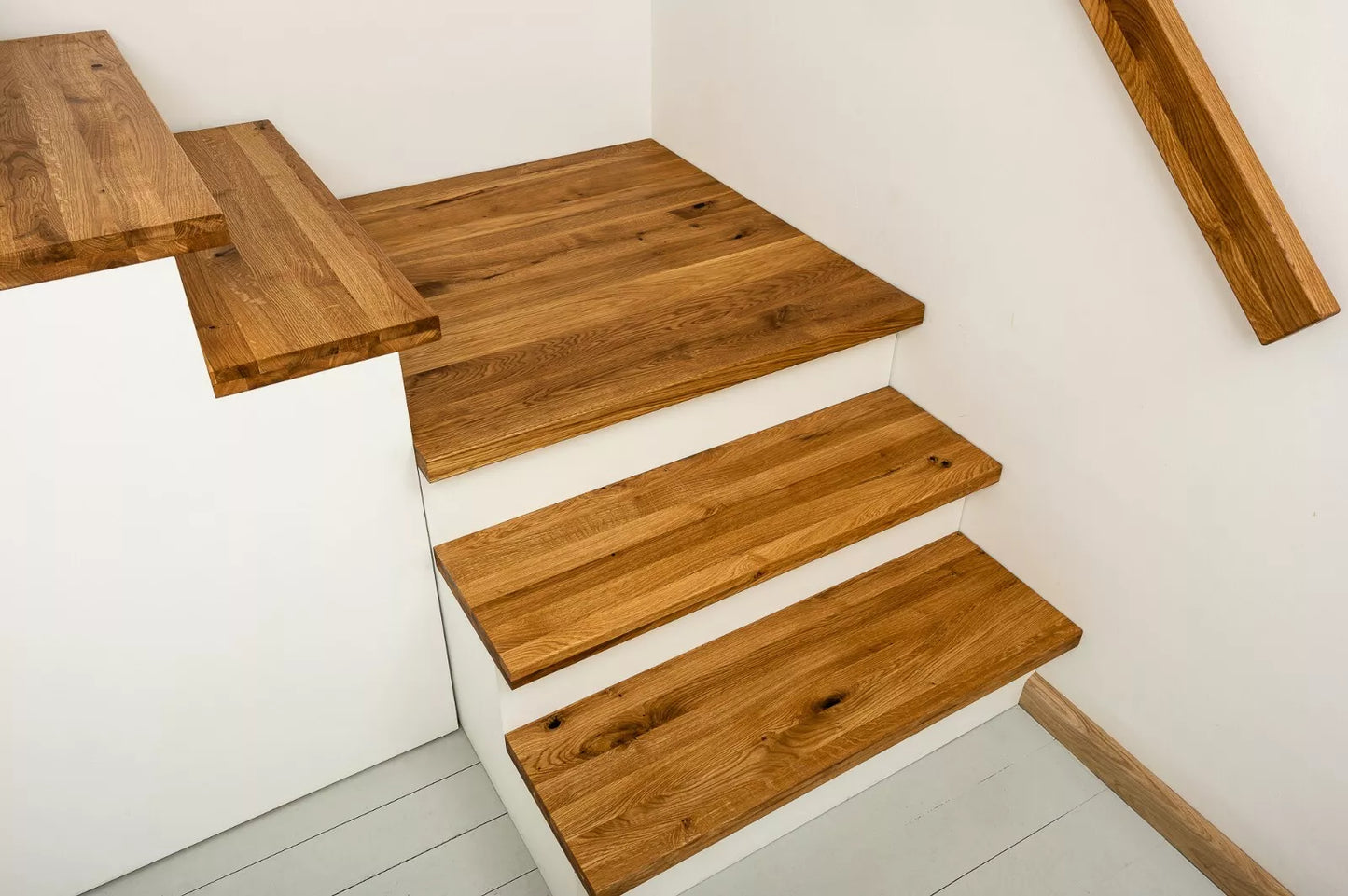 Shelf Stair tread Riser Windowsill Oak Rustic, full stave lamellas, 40 mm, 2-layer, Natural oil