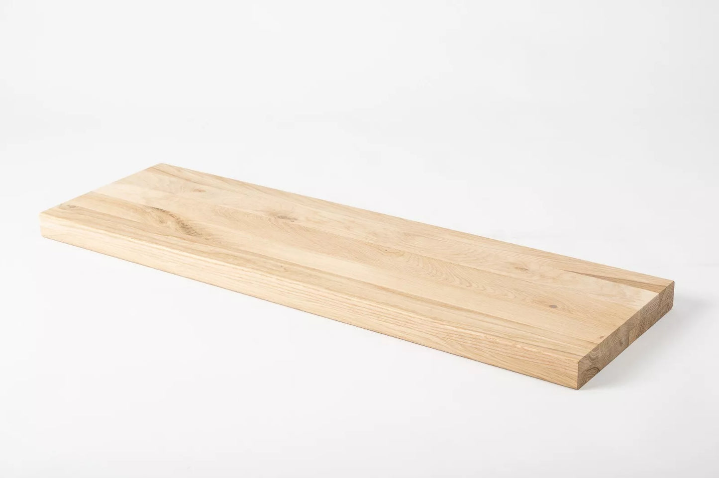 Shelf Stair tread Riser Windowsill Oak Rustic, full stave lamellas, 40 mm, 2-layer, Hard wax oil Natural white