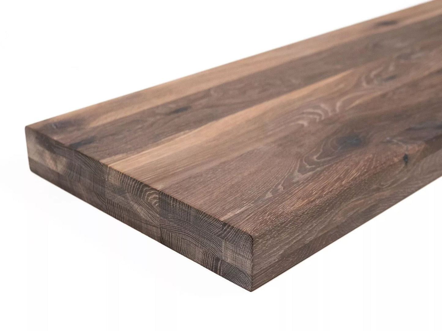 Shelf Stair tread Riser Windowsill Smoked Oak Rustic, full stave lamellas, 52 mm, 3-layer, White oil