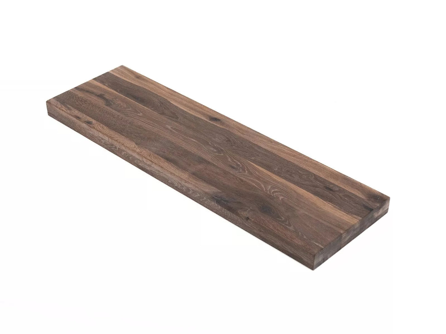 Shelf Stair tread Riser Windowsill Smoked Oak Rustic, full stave lamellas, 52 mm, 3-layer, White oil