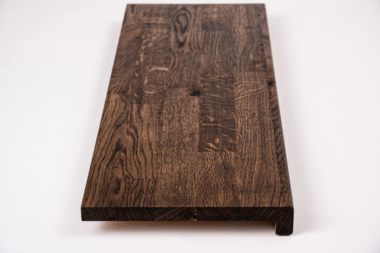 Stair tread Windowsill with overhang Oak Rustic, finger jointed lamellas, 20 mm, Smoked oil