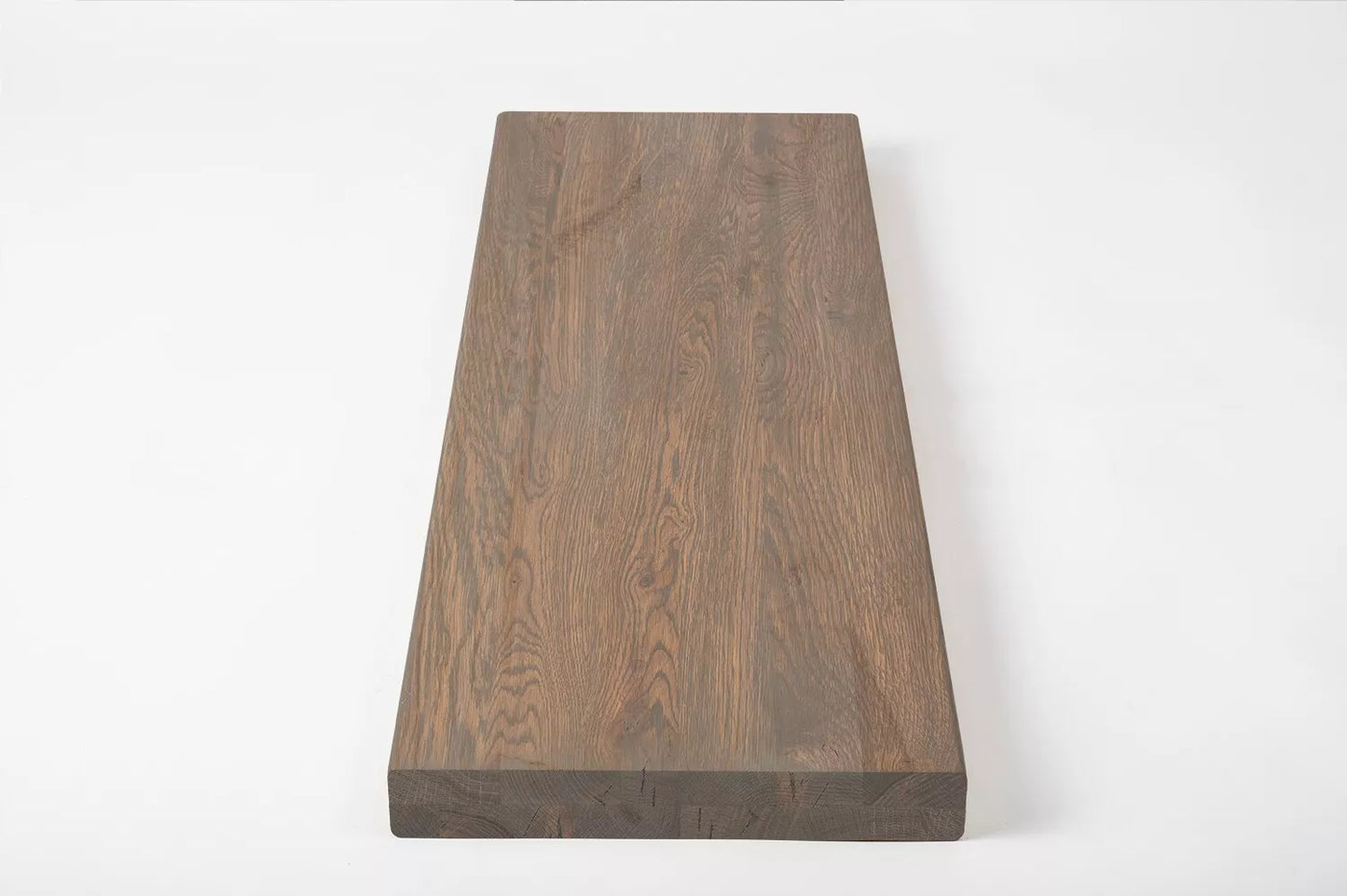 Shelf Stair tread Riser Windowsill Oak Rustic, full stave lamellas, 40 mm, 2-layer, Graphite oil
