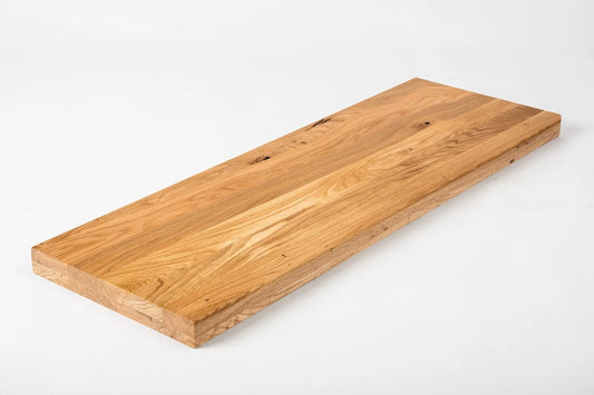 Shelf Stair tread Riser Windowsill Oak Rustic, full stave lamellas, 35 mm, 2-layer, Matte lacquered
