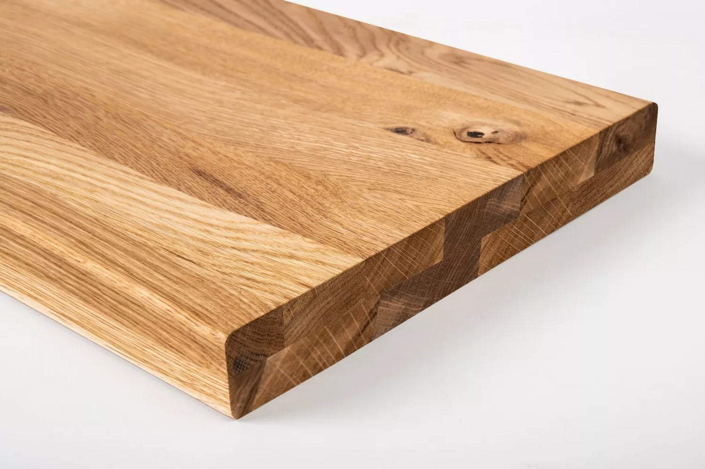 Shelf Stair tread Riser Windowsill Oak Rustic, full stave lamellas, 35 mm, 2-layer, Hard wax oil Natural (colourless)