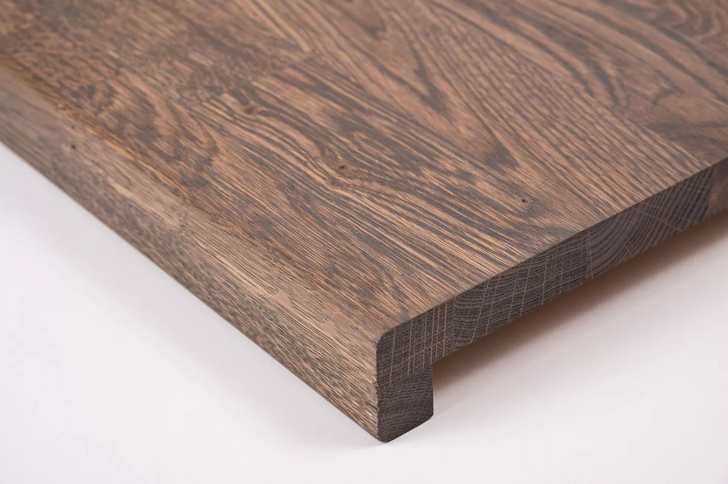 Stair tread Windowsill with overhang Oak Rustic, finger jointed lamellas, 26 mm, Graphite oil