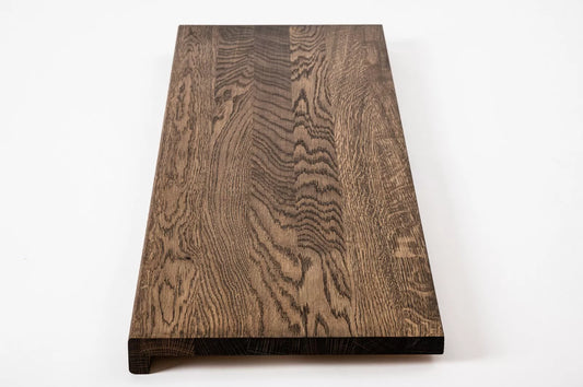 Stair tread Windowsill with overhang Oak A/B, full stave lamellas, 20 mm, Smoked oil
