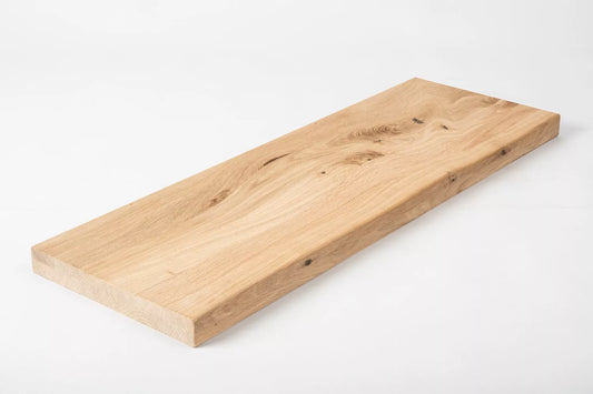 Shelf Stair tread Riser Windowsill Oak Rustic, full stave lamellas, 35 mm, 2-layer, Unfinished