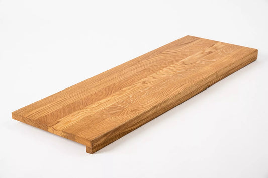 Stair tread Windowsill with overhang Oak A/B, full stave lamellas, 20 mm, Natural oil