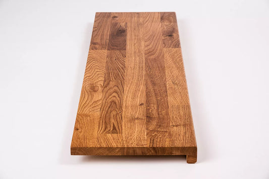 Stair tread Windowsill with overhang Oak Rustic, finger jointed lamellas, 20 mm, Natural oil