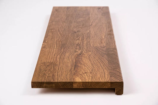 Stair tread Windowsill with overhang Oak Rustic, finger jointed lamellas, 26 mm, Antique oil