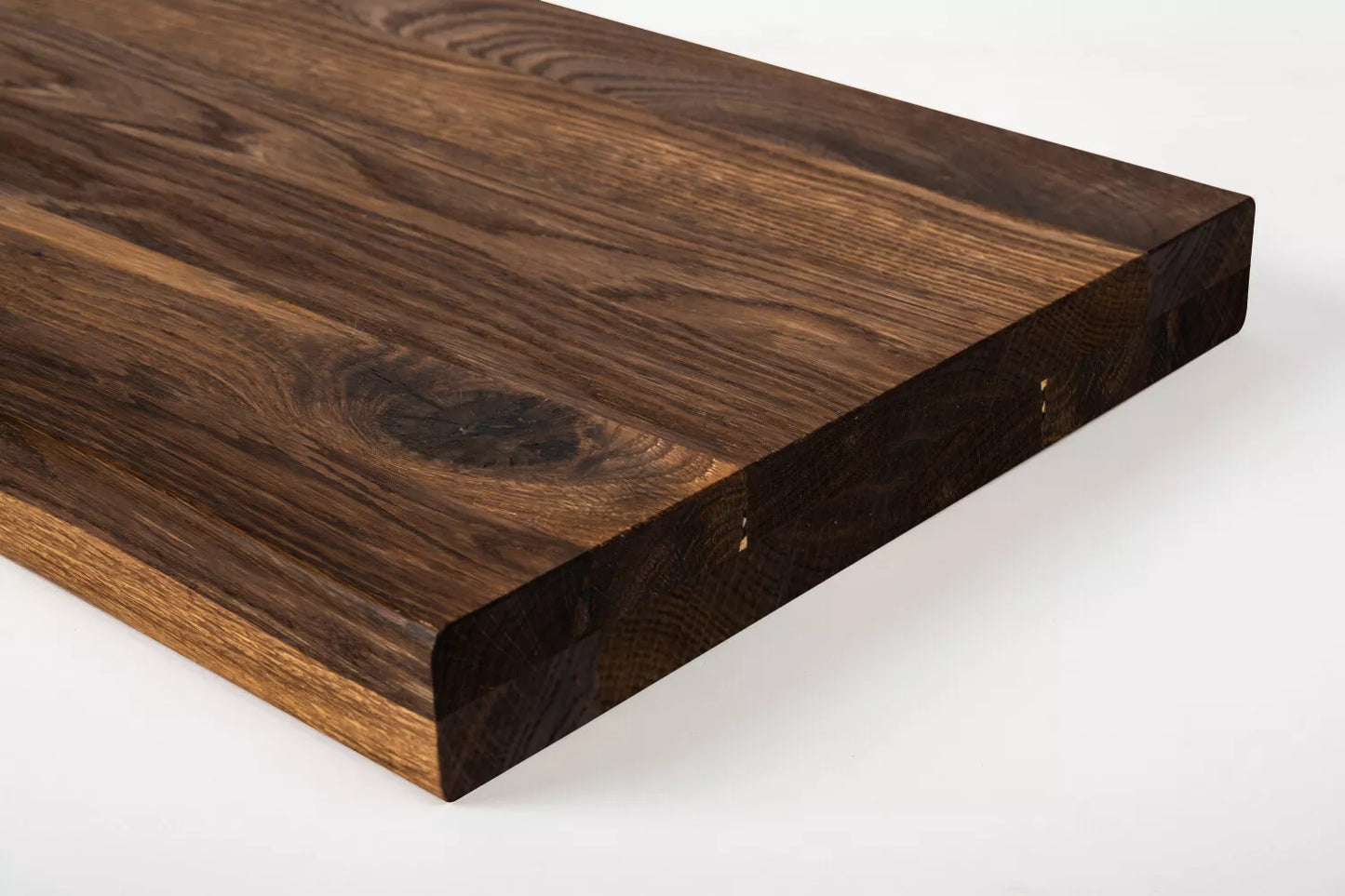 Shelf Stair tread Riser Windowsill Smoked Oak Rustic, full stave lamellas, 40 mm, 2-layer, Hard wax oil Natural (colourless)