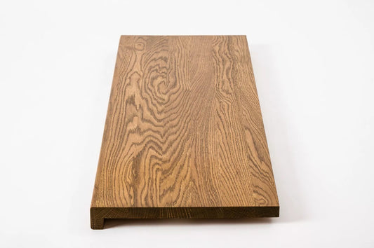Stair tread Windowsill with overhang Oak A/B, full stave lamellas, 26 mm, Antique oil