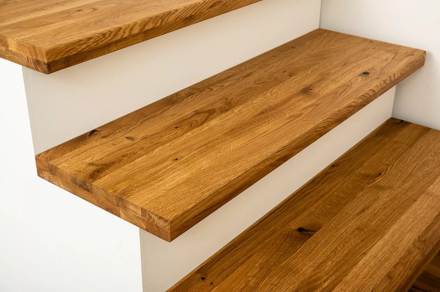 Shelf Stair tread Riser Windowsill Oak Rustic, full stave lamellas, 40 mm, 2-layer, Natural oil