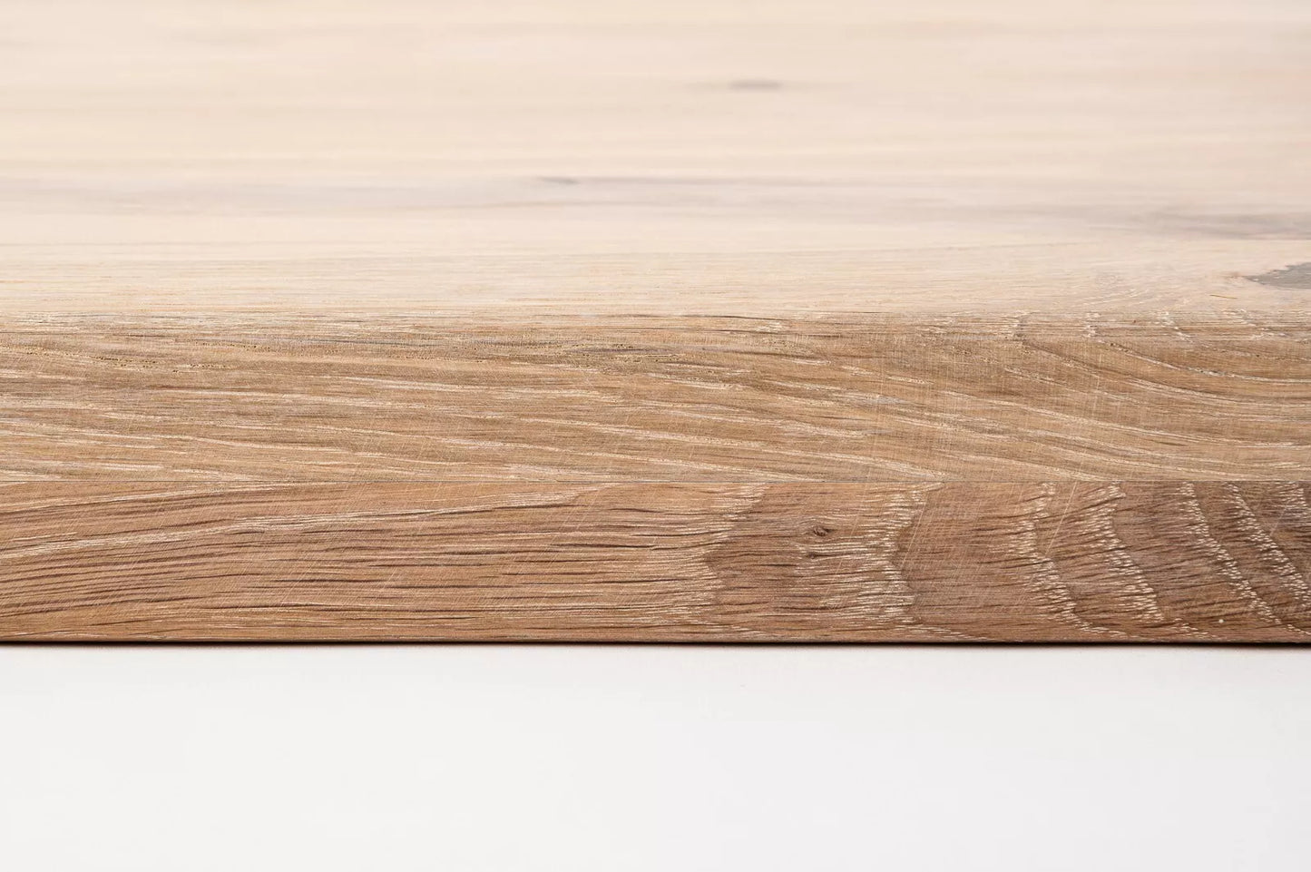 Shelf Stair tread Riser Windowsill Oak Rustic, full stave lamellas, 40 mm, 2-layer, White oil