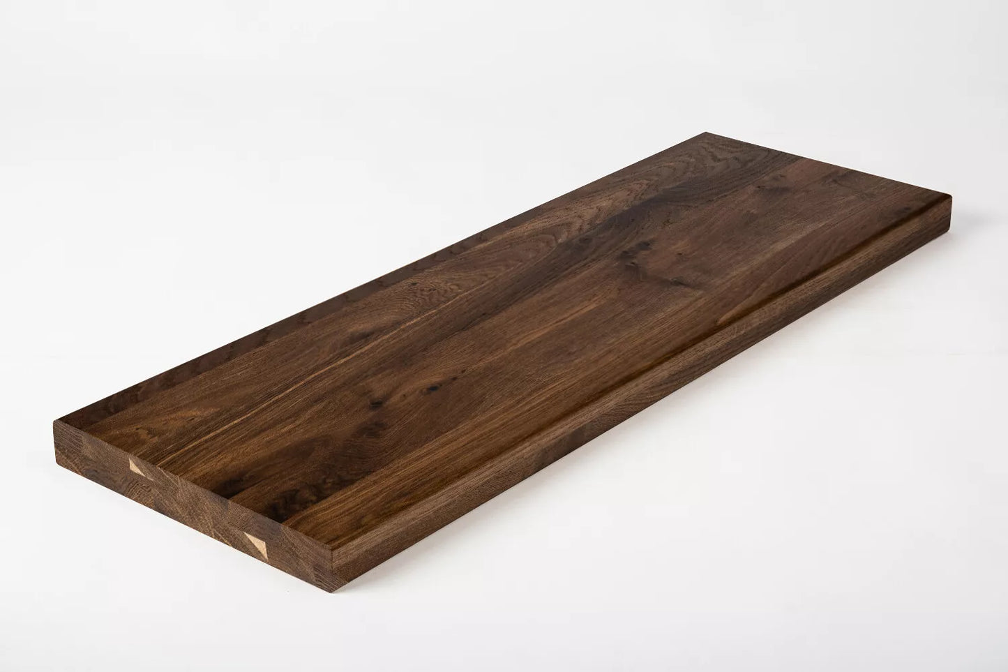 Shelf Stair tread Riser Windowsill Smoked Oak Rustic, full stave lamellas, 35 mm, 2-layer, Matte lacquered