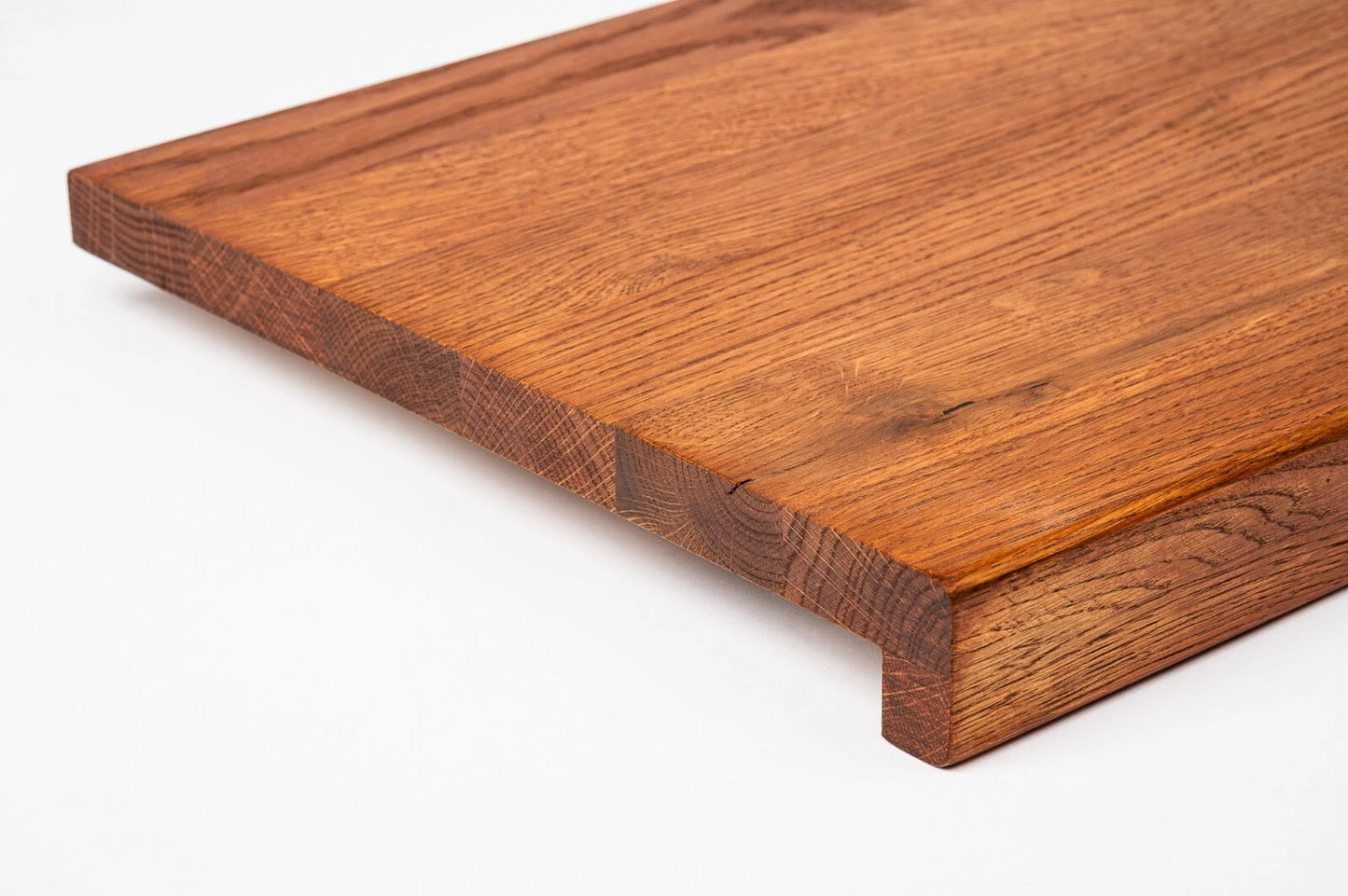 Stair tread Windowsill with overhang Oak Rustic, full stave lamellas, 16 mm, Cherry oil