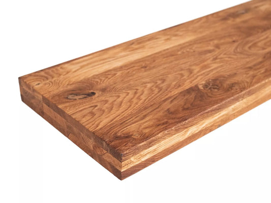 Shelf Stair tread Riser Windowsill Oak Rustic, full stave lamellas, 52 mm, 3-layer, Natural oil