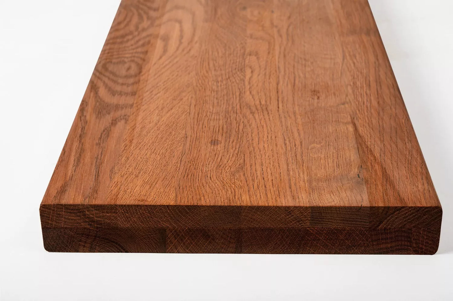 Shelf Stair tread Riser Windowsill Oak Rustic, full stave lamellas, 40 mm, 2-layer, Cherry oil