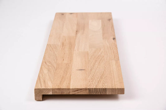 Stair tread Windowsill with overhang Oak Rustic, finger jointed lamellas, 26 mm, Unfinished