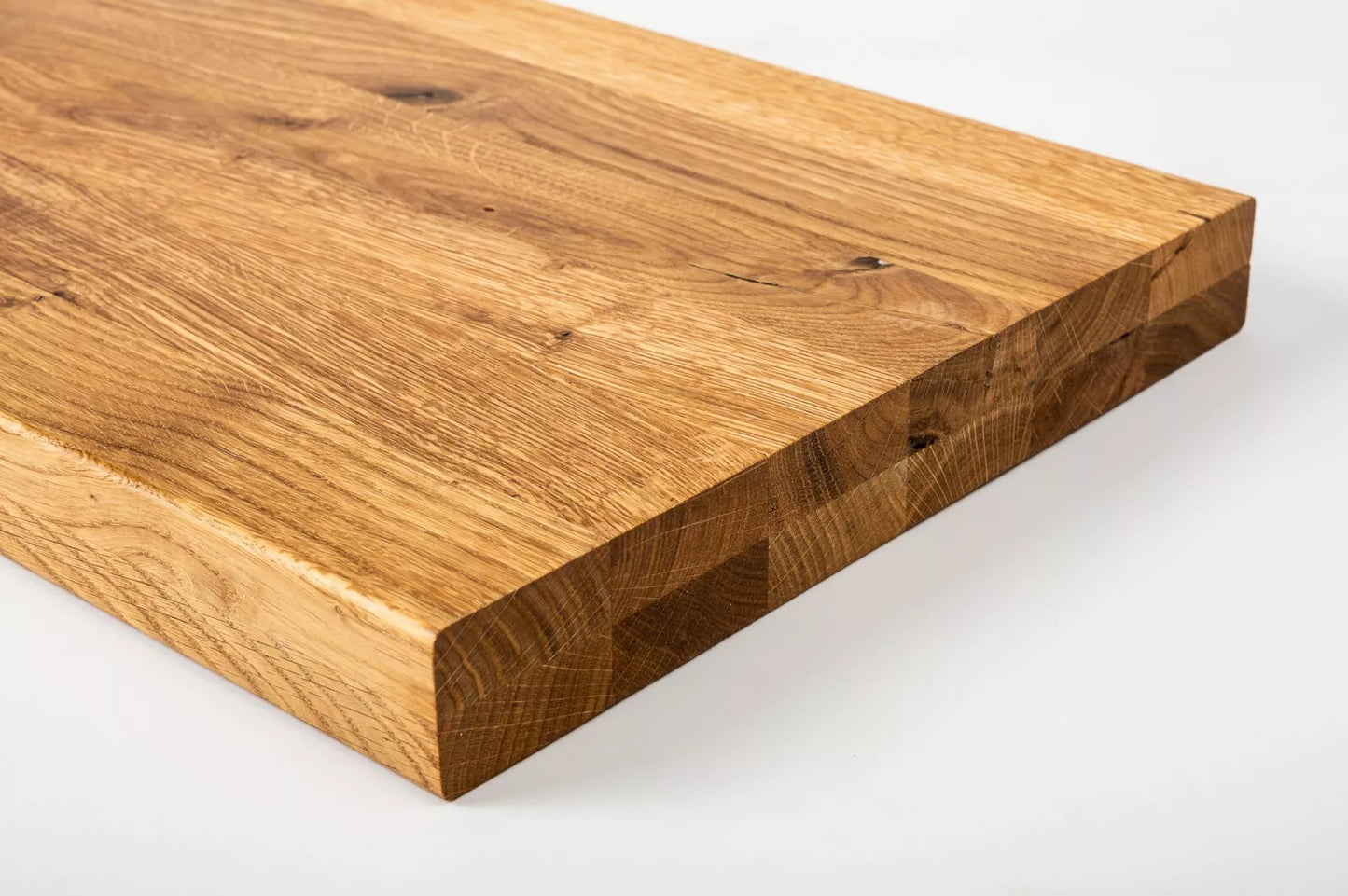 Shelf Stair tread Riser Windowsill Oak Rustic, full stave lamellas, 35 mm, 2-layer, Natural oil