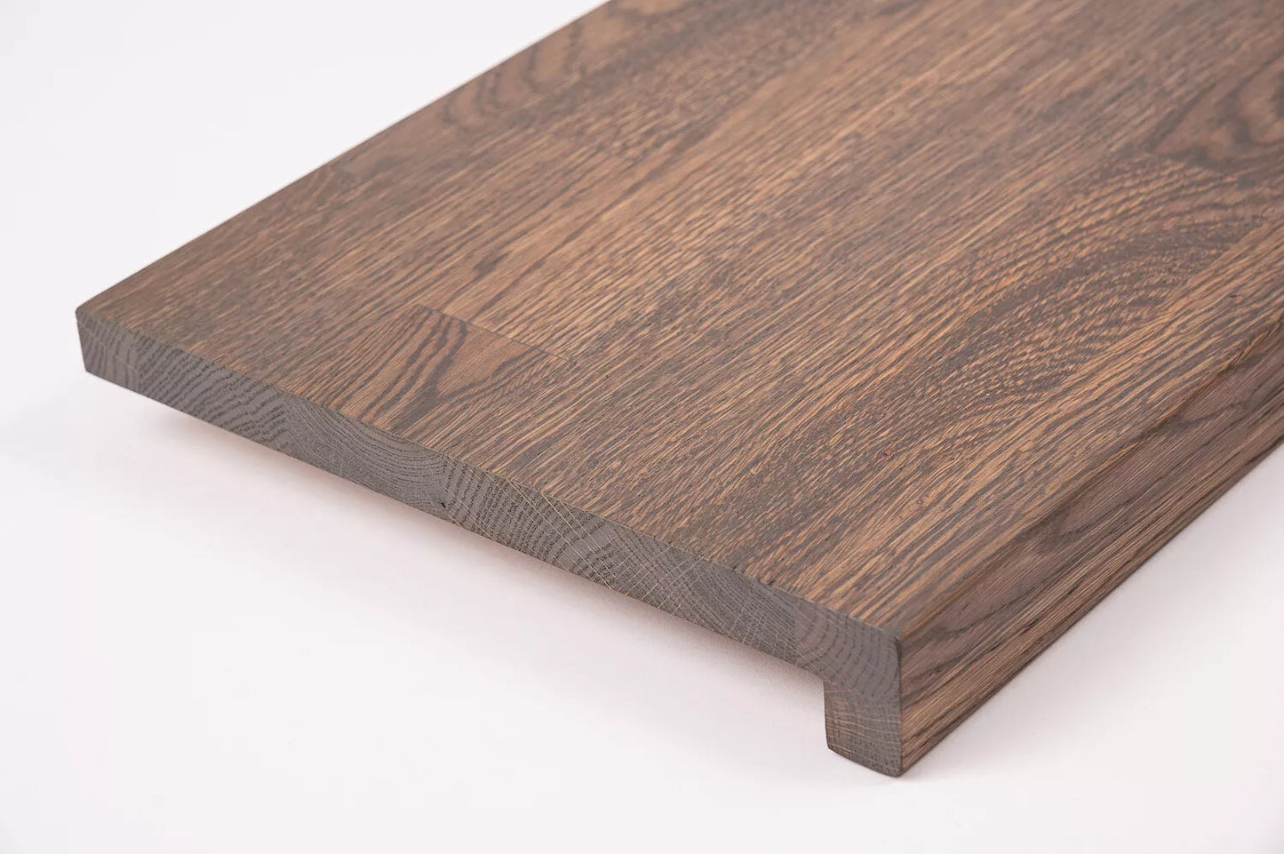 Stair tread Windowsill with overhang Oak Rustic, finger jointed lamellas, 26 mm, Graphite oil