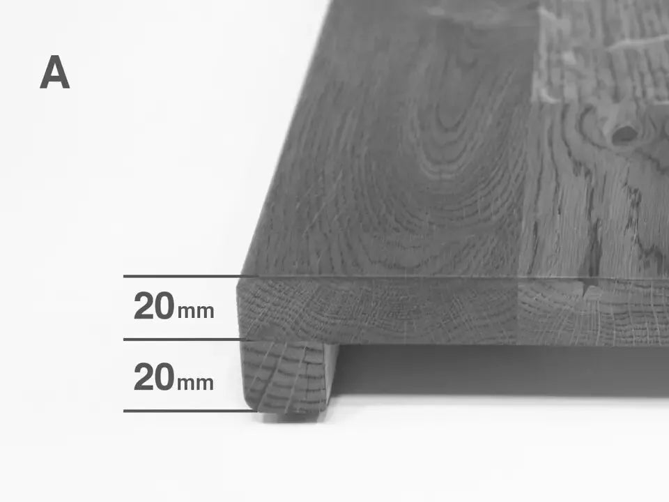 Stair tread Windowsill with overhang Oak Rustic, finger jointed lamellas, 20 mm, Walnut oil