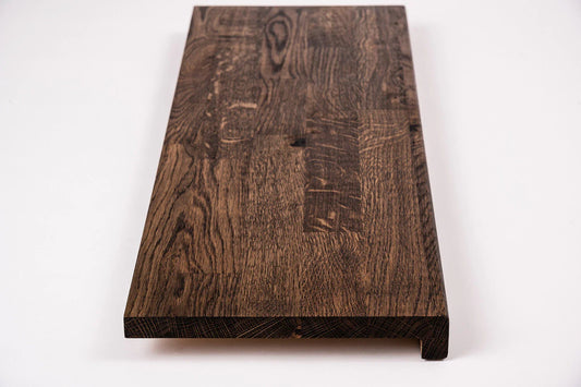 Stair tread Windowsill with overhang Oak Rustic, finger jointed lamellas, 26 mm, Smoked oil