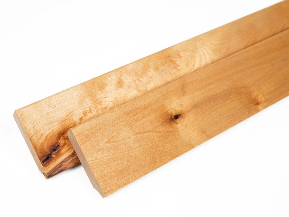 Solid Skirting Board Birch Rustic 24x80mm Natural oil 2000 mm with radius 5mm without filling