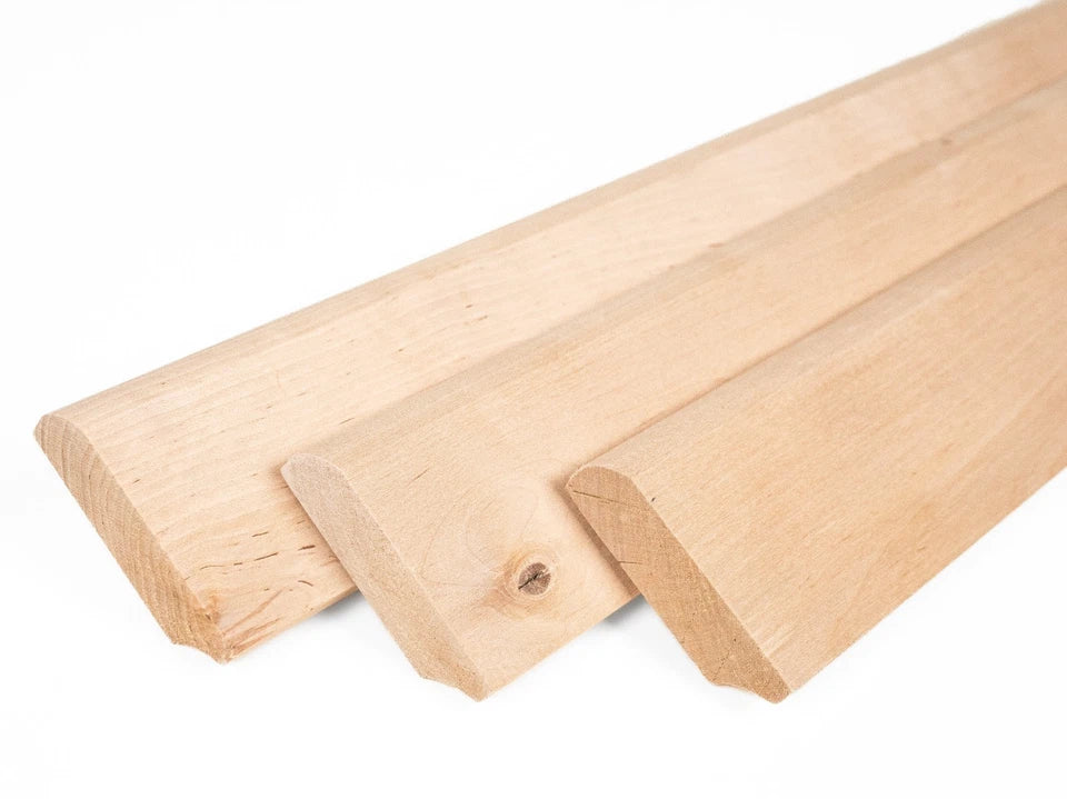Solid Skirting Board Birch Rustic 24x80mm Hard wax oil Natural white 2000 mm with radius 5mm without filling