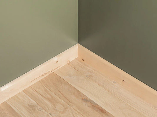 Solid Skirting Board Birch Rustic 24x100mm Hard wax oil Natural white 2000 mm with radius 20mm without filling