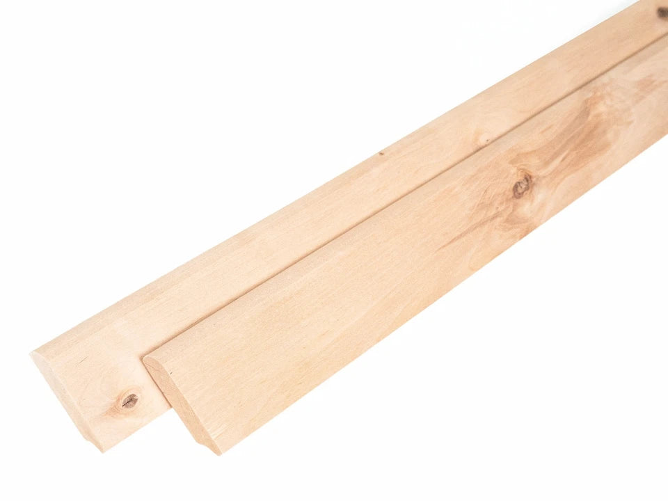 Solid Skirting Board Birch Rustic 24x80mm Hard wax oil Natural white 2000 mm with radius 20mm without filling