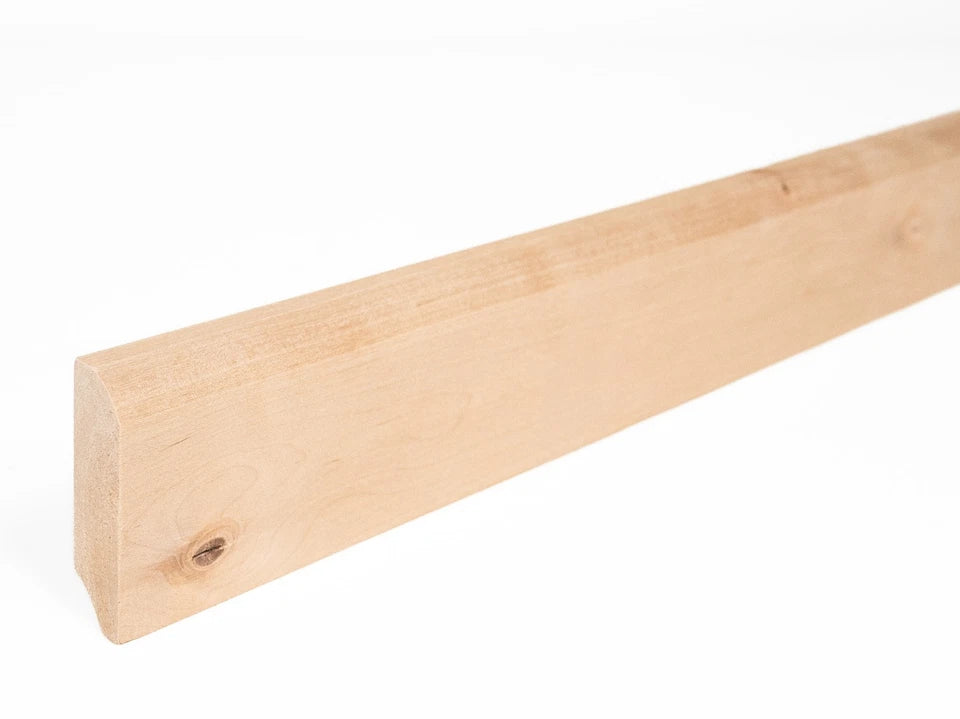 Solid Skirting Board Birch Rustic 24x80mm Hard wax oil Natural white 2000 mm with radius 20mm without filling