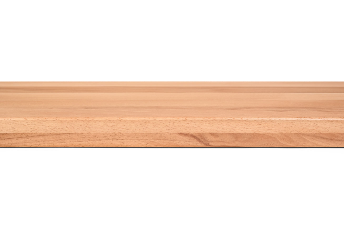 Stair tread Windowsill with wide overhang (5 cm deep) Beech Redheart A/B, full stave lamellas, 20 mm, Matte lacquered, with rounded corners (radius 20 mm)