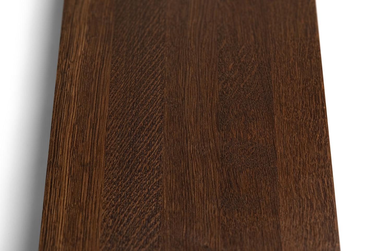 Stair tread Windowsill with wide overhang (5 cm deep) Smoked Oak A/B, full stave lamellas, 20 mm, Natural oil, with rounded corners (radius 20 mm)