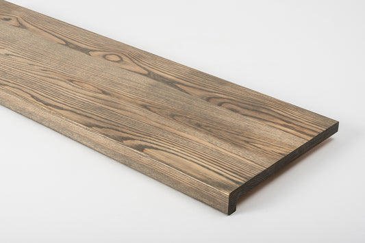 Stair tread Windowsill with overhang Ash A/B, full stave lamellas, 20 mm, Graphite oil
