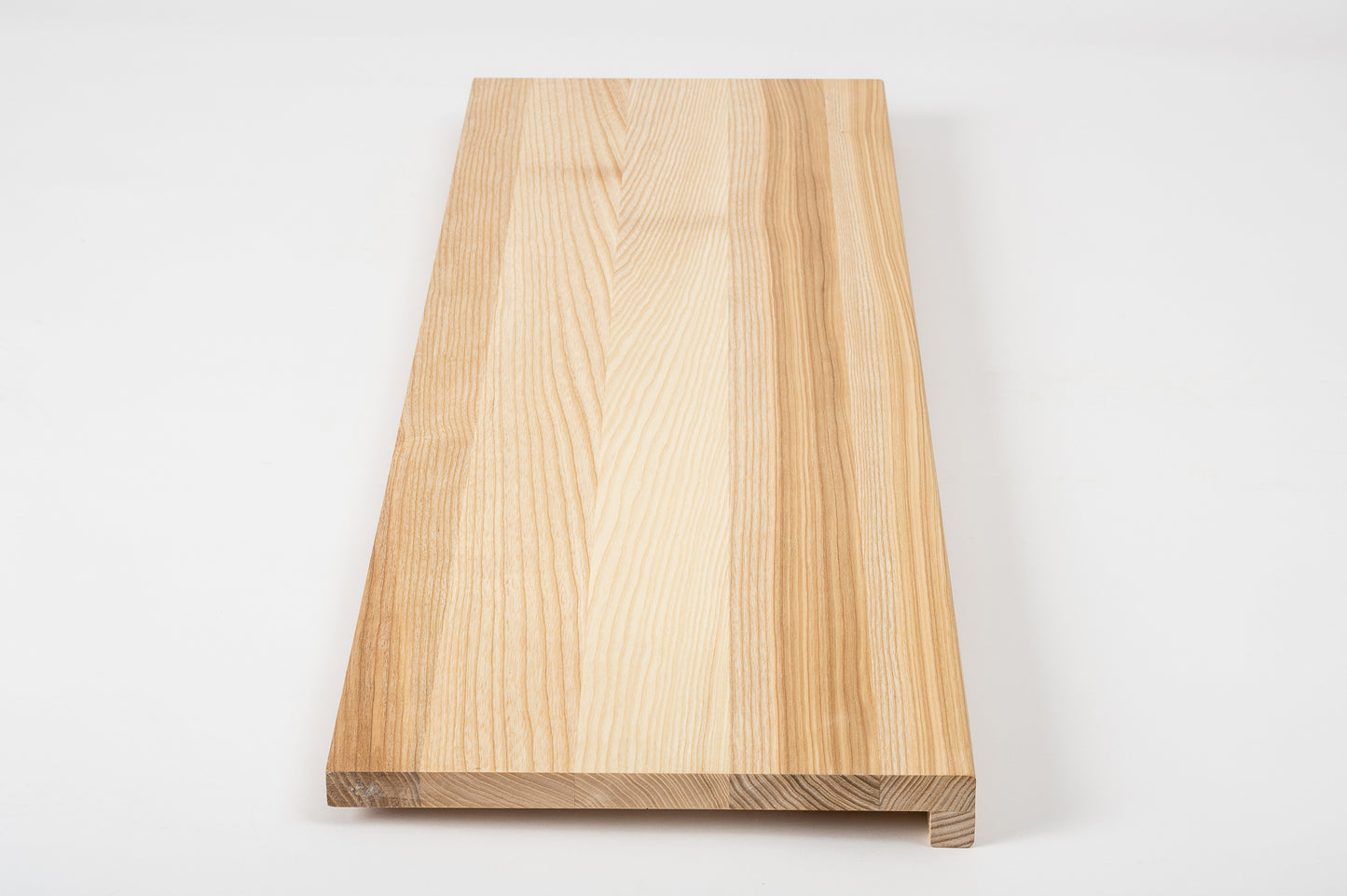 Stair tread Windowsill with overhang Ash A/B, full stave lamellas, 20 mm, Hard wax oil Natural white