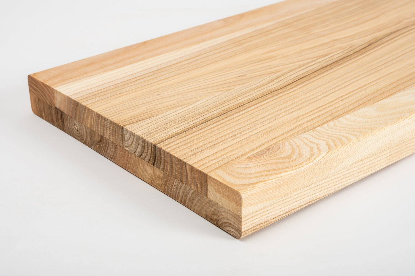 Shelf Stair tread Riser Windowsill Ash A/B, full stave lamellas, 40 mm, 2-layer, Hard wax oil Natural (colourless)