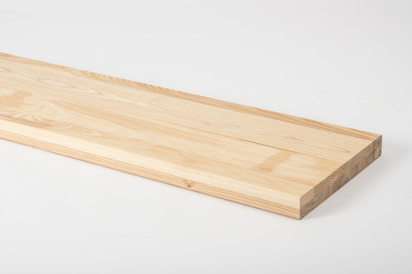 Shelf Stair tread Riser Windowsill Ash A/B, full stave lamellas, 40 mm, 2-layer, Hard wax oil Natural white